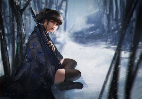 Фэнтези девушка зима