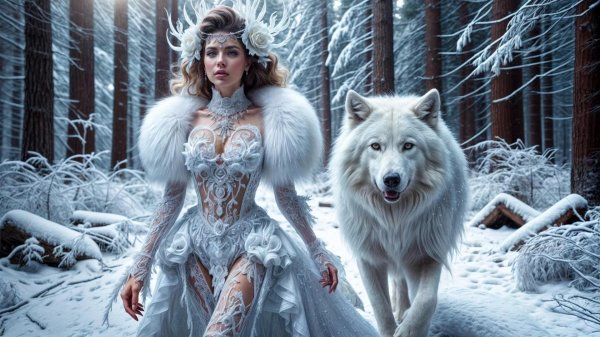 Фэнтези девушка зима