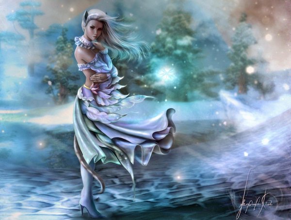 Фэнтези девушка зима