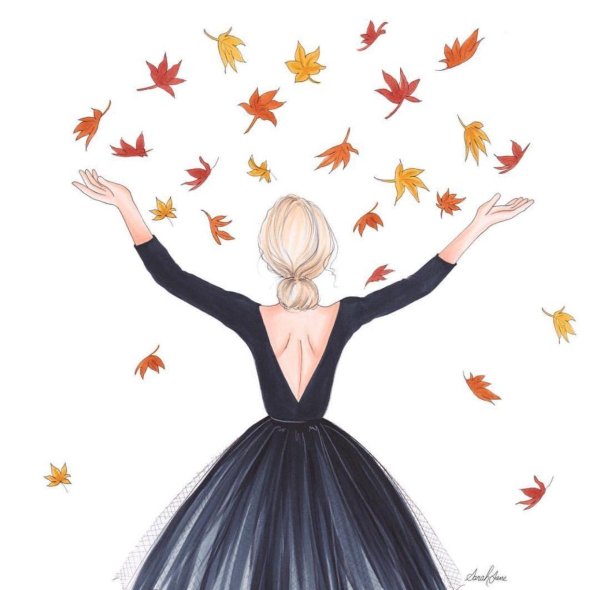 Девушка осень нарисованные