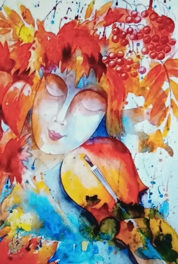 Девушка осень нарисованные