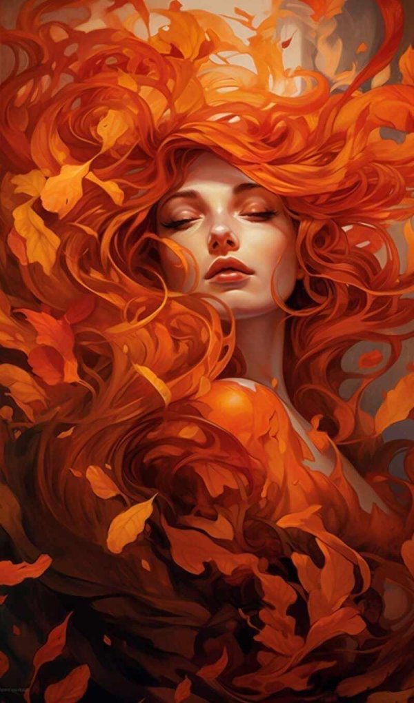 Девушка осень нарисованные