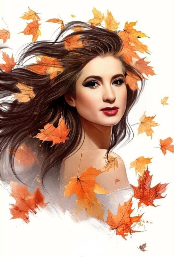 Девушка осень нарисованные