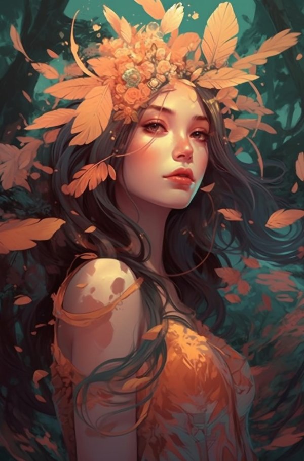 Девушка осень нарисованные