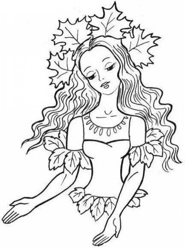 Девушка осень нарисованные