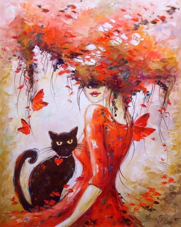 Девушка осень нарисованные