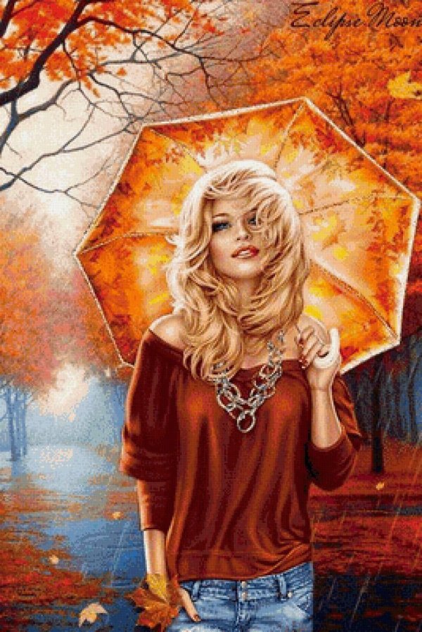 Девушка осень нарисованные