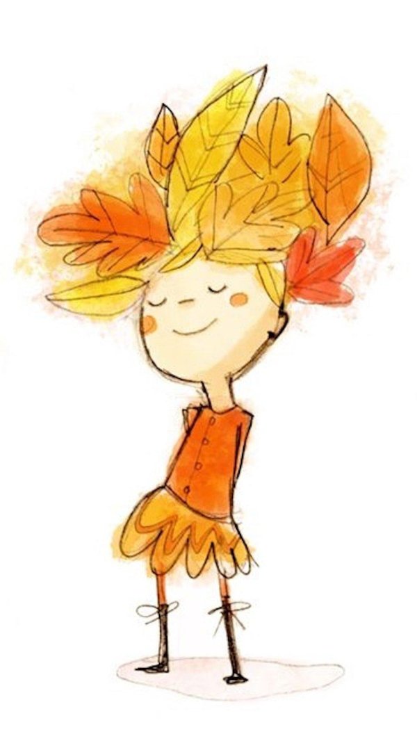 Девушка осень нарисованные