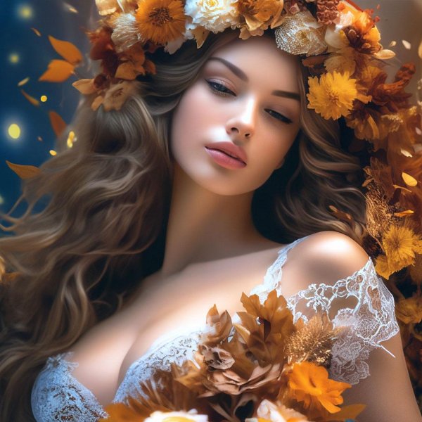 Девушка осень нарисованные