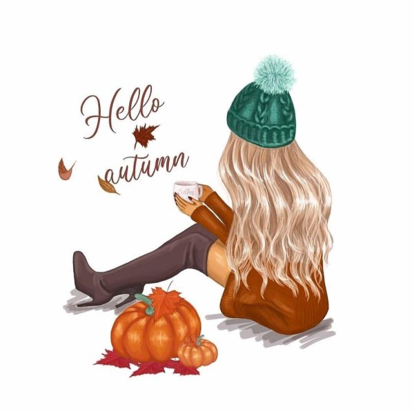 Девушка осень нарисованные