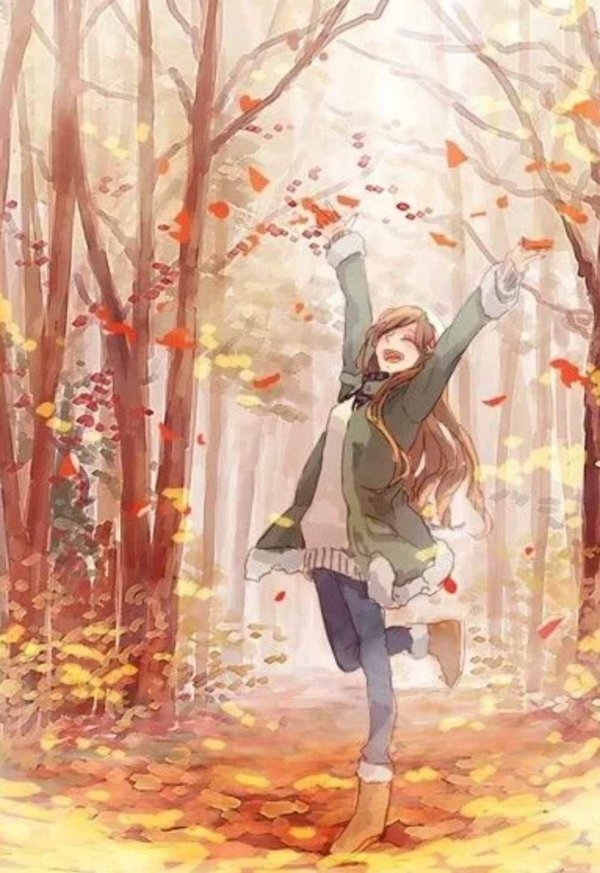 Девушка осень нарисованные