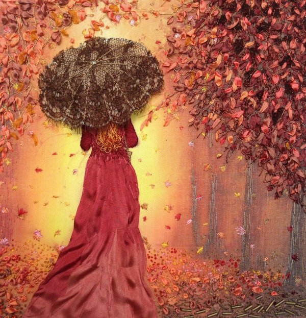 Девушка осень нарисованные