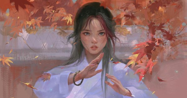 Девушка осень нарисованные