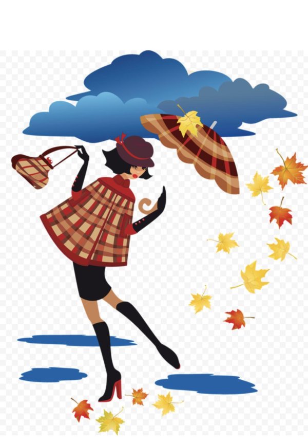 Девушка осень нарисованные