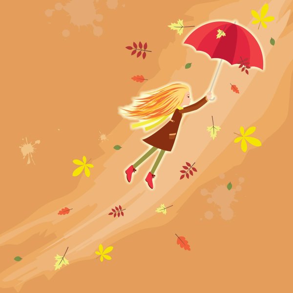 Девушка осень нарисованные