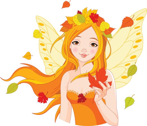 Девушка осень нарисованные
