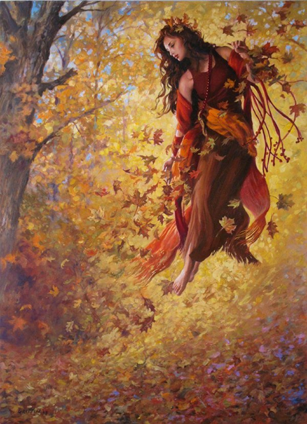 Девушка осень нарисованные