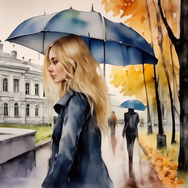 Девушка осень нарисованные