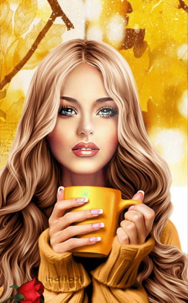 Девушка осень нарисованные