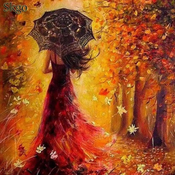 Девушка осень нарисованные