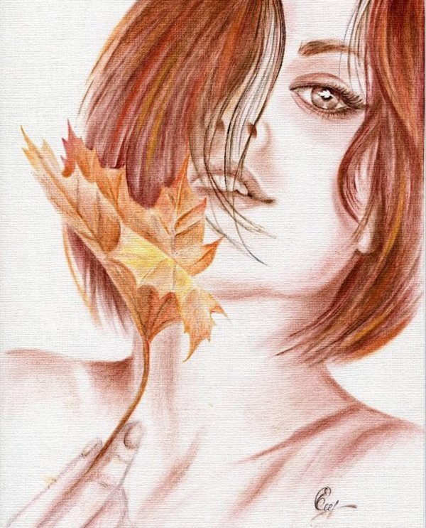 Девушка осень нарисованные