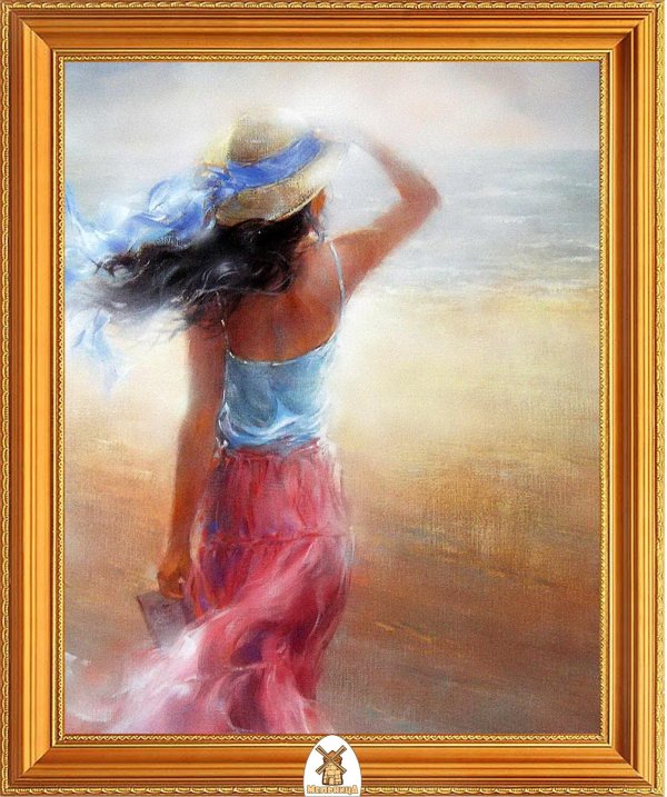 Девушка и море нарисованные