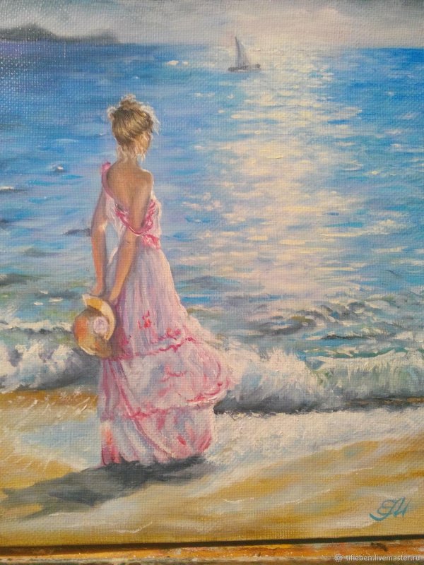 Девушка и море нарисованные