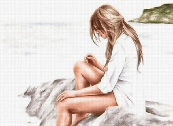 Девушка и море нарисованные