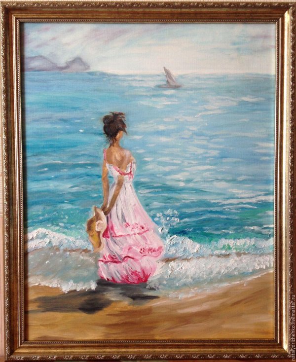 Девушка и море нарисованные