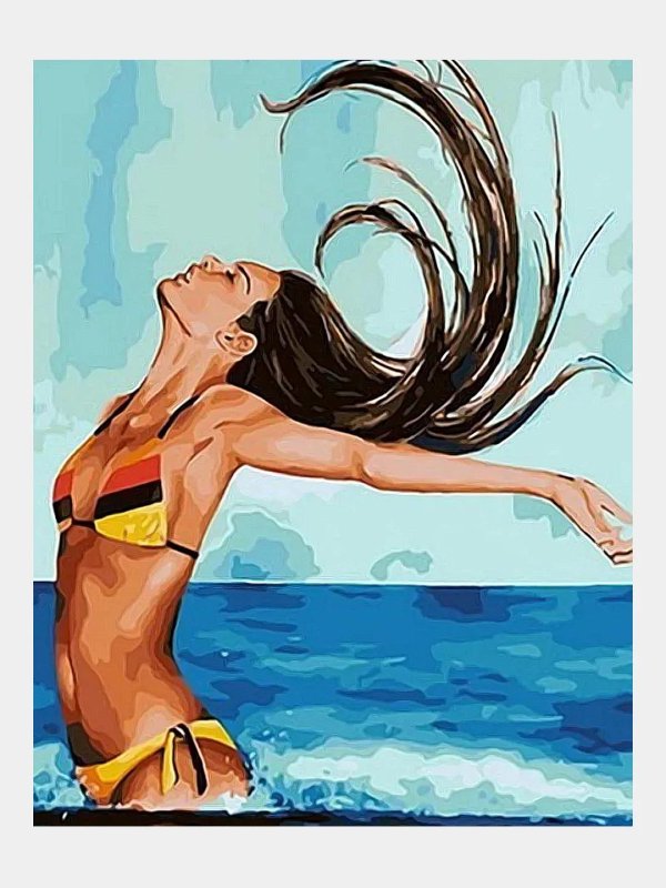 Девушка и море нарисованные