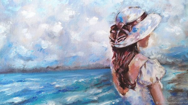 Девушка и море нарисованные