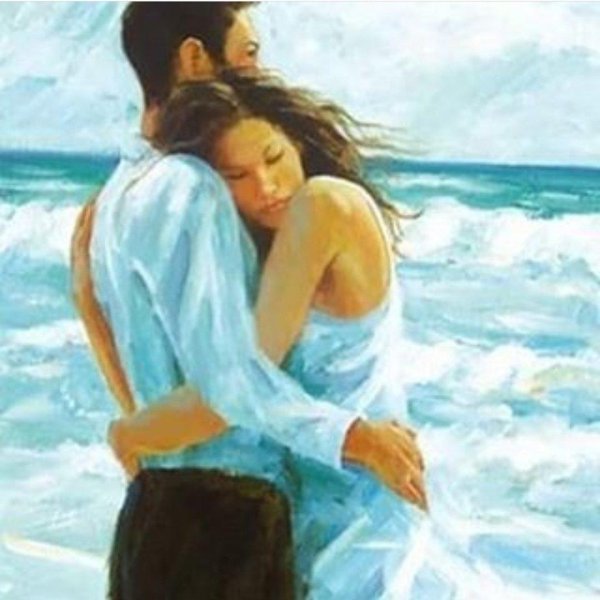Девушка и море нарисованные