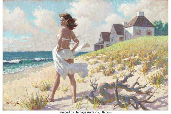 Девушка и море нарисованные