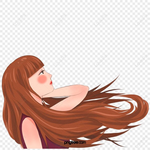 С девушками нарисованные с длинными волосами