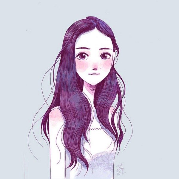 С девушками нарисованные с длинными волосами