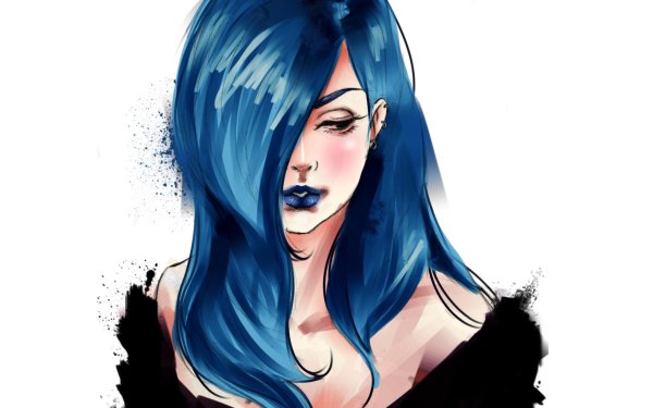 С девушками нарисованные с длинными волосами