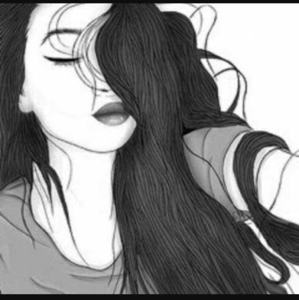 С девушками нарисованные с длинными волосами