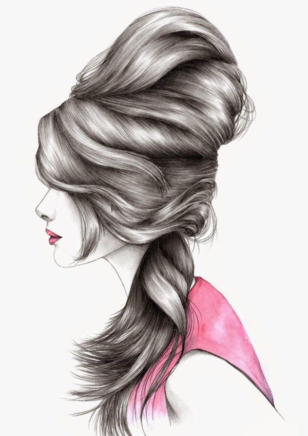 С девушками нарисованные с длинными волосами