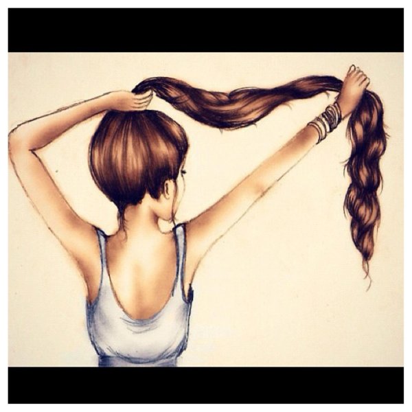 С девушками нарисованные с длинными волосами