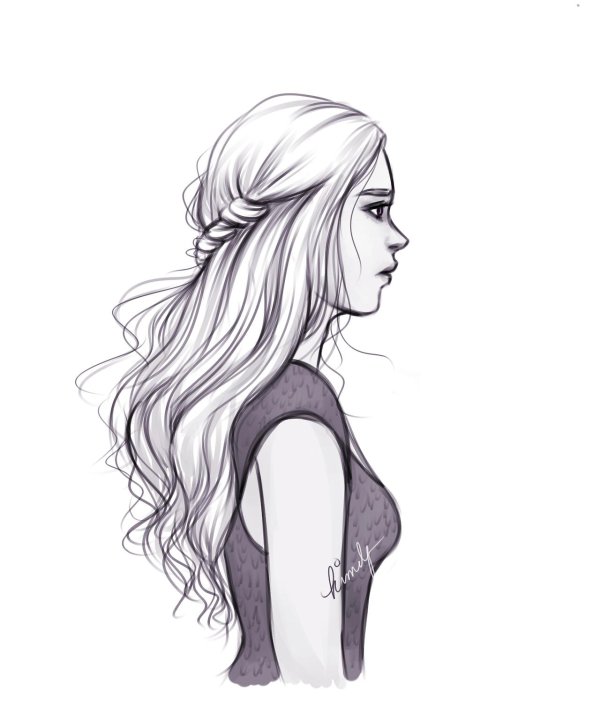 С девушками нарисованные с длинными волосами