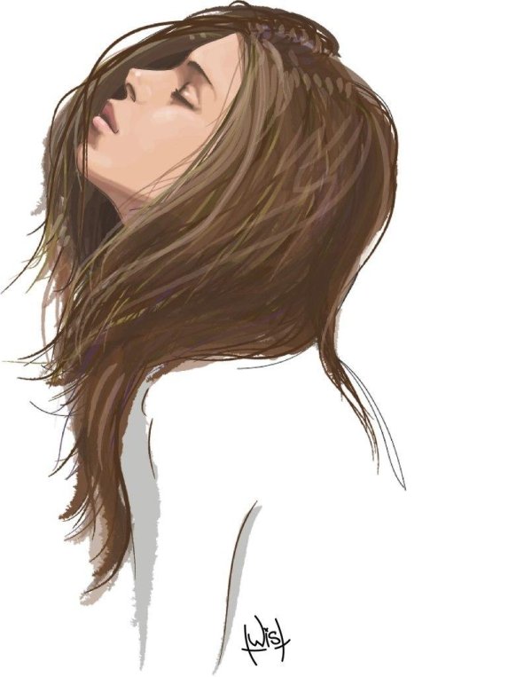 С девушками нарисованные с длинными волосами