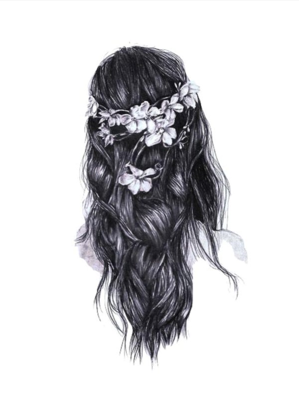 С девушками нарисованные с длинными волосами