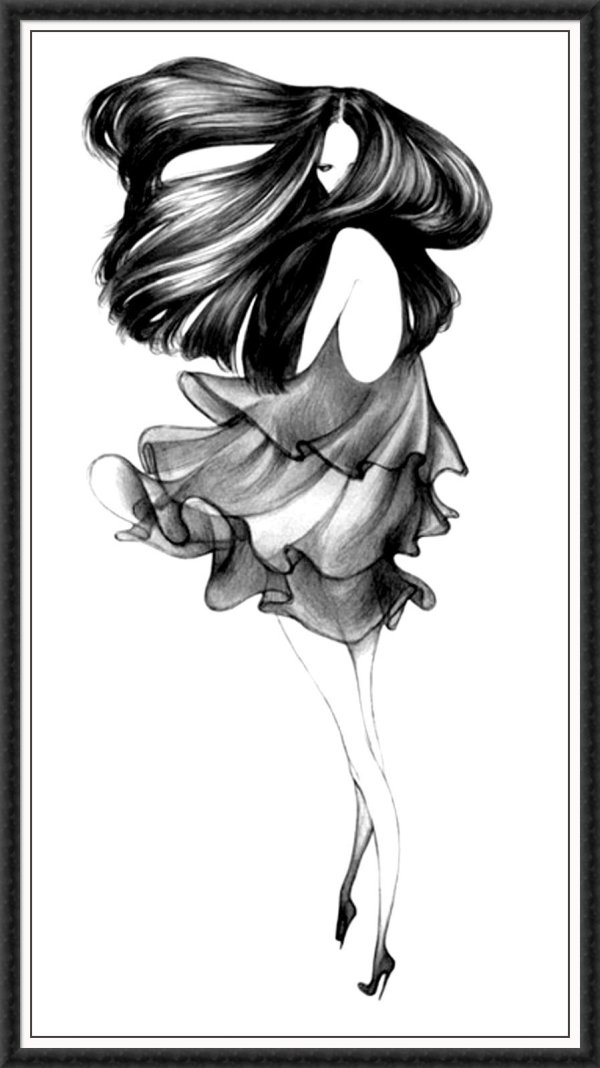 С девушками нарисованные с длинными волосами