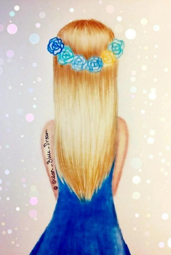 С девушками нарисованные с длинными волосами