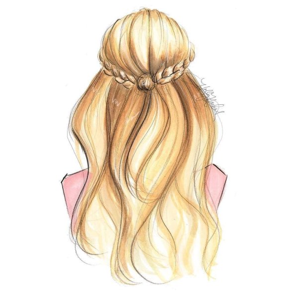 С девушками нарисованные с длинными волосами