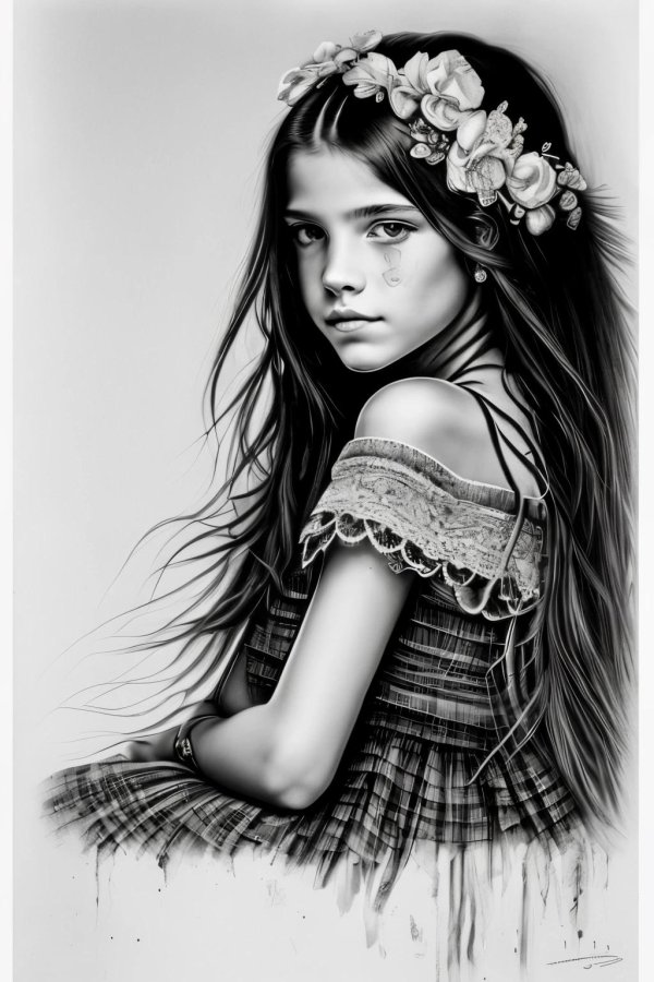 С девушками нарисованные с длинными волосами