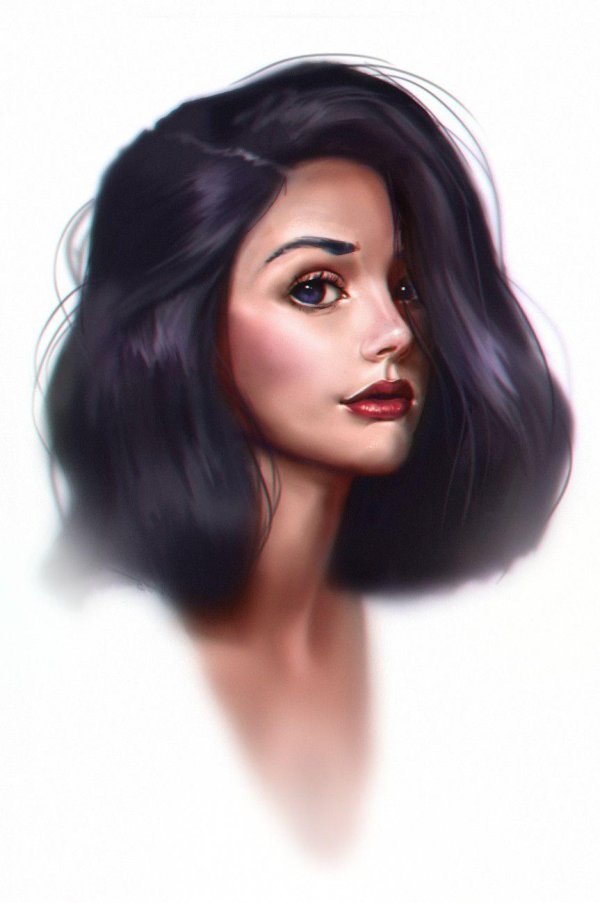 С девушками нарисованные с длинными волосами