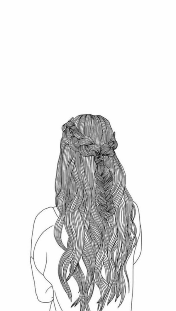 С девушками нарисованные с длинными волосами