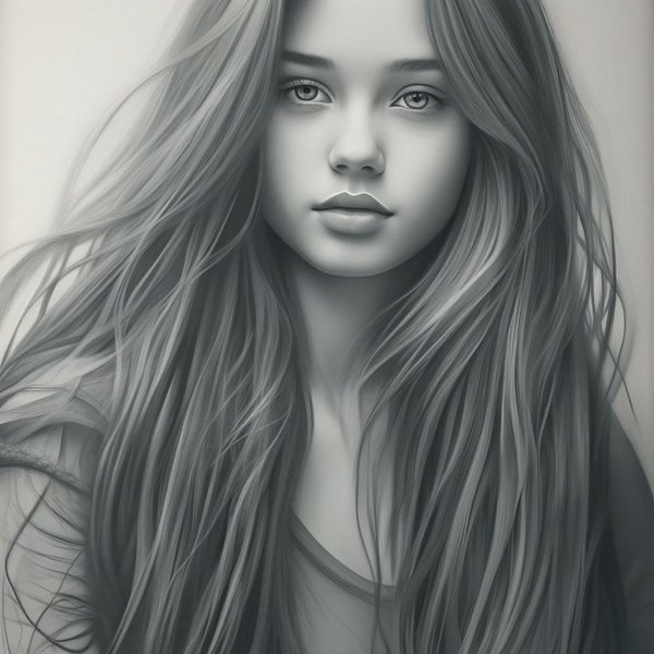 С девушками нарисованные с длинными волосами