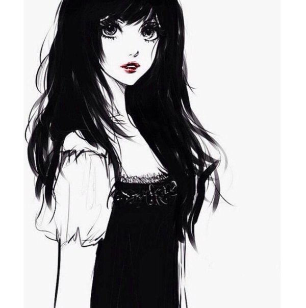 С девушками нарисованные с длинными волосами